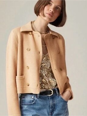 J. Crew Marielle Cropped Cardigan Knit in Honey Sand XS